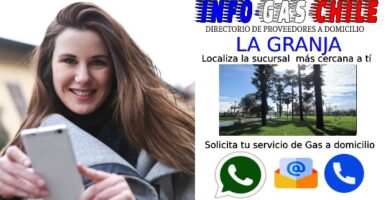 mujer con telefono llamando servicio de gas en la comuna a granja